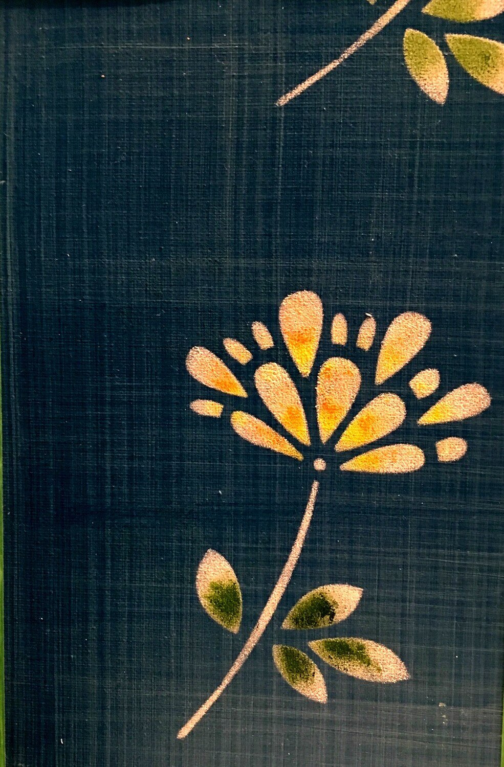 Blue Floral Stencil, completed by Ennio Polanco