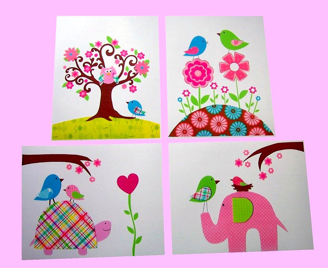 Colorful birds and nature children's design references