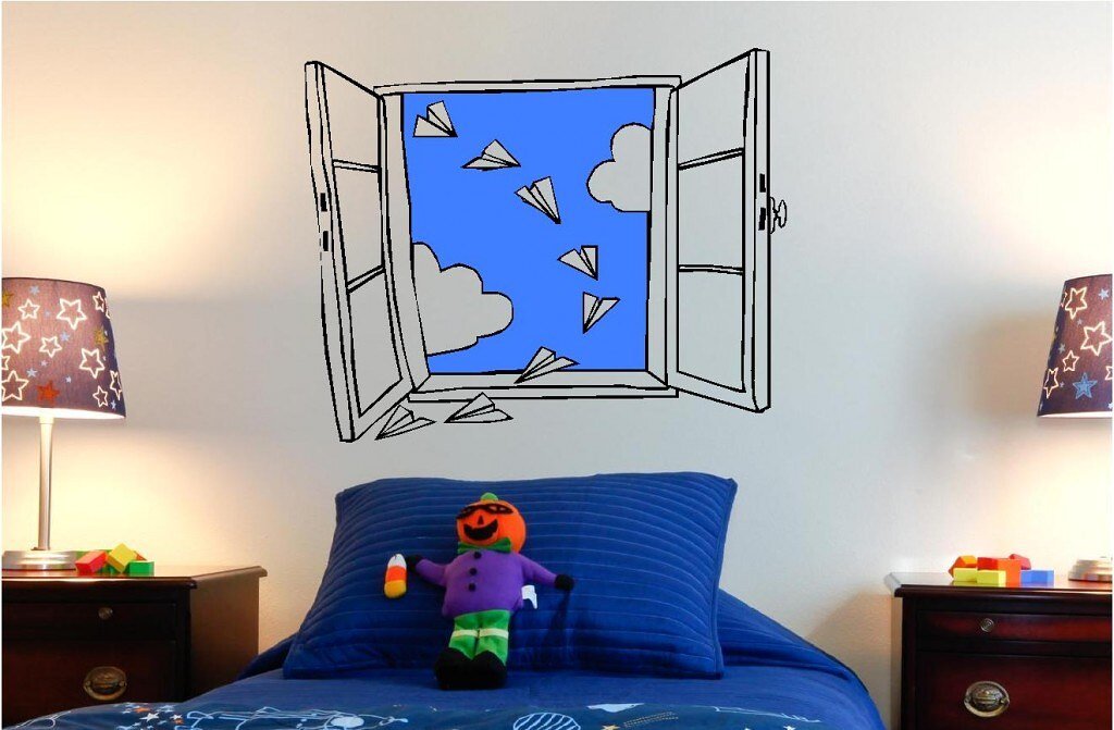 Paper airplanes and window children's room design reference