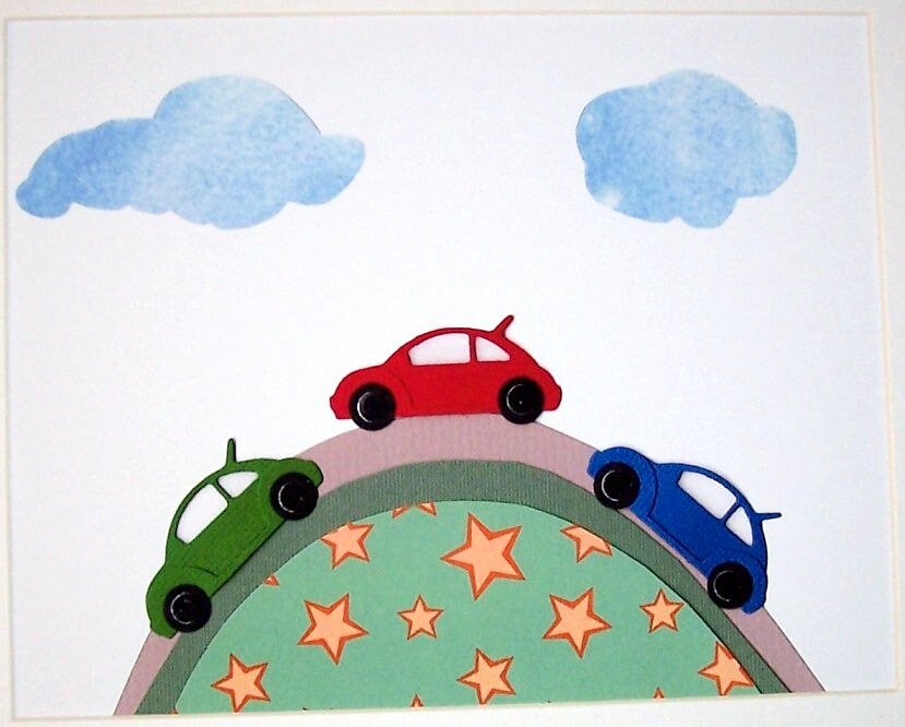 Colorful cars children's wall art design reference