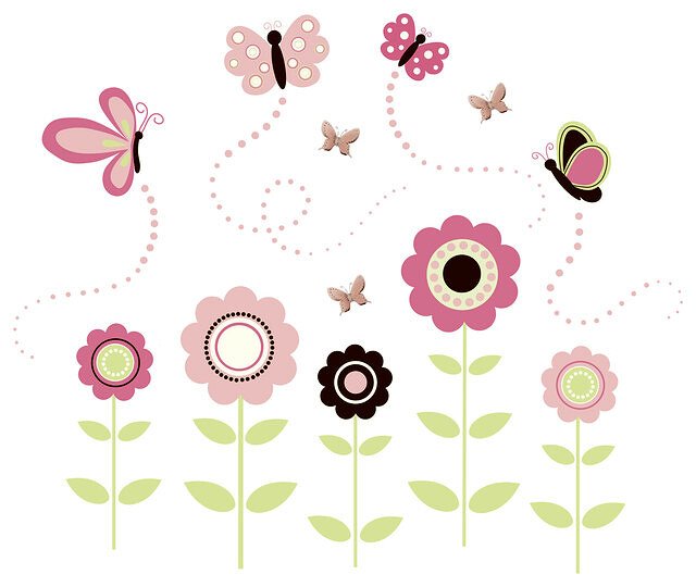 Butterflies and flowers wall design reference